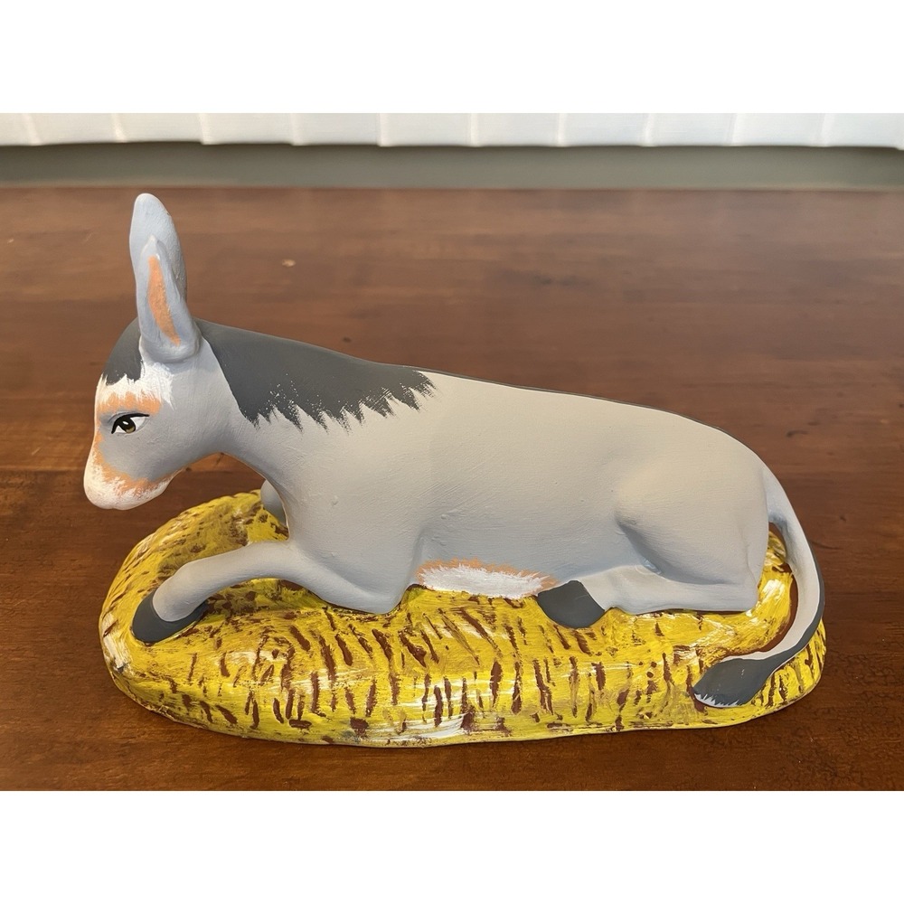"L'Âne" Sylvette Amy Hand Painted French Pottery Donkey Nativity France